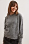 Women's Gray Crew Neck Soft Texture Basic Knitwear Sweater Kzk- 19000845 - 3