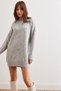 Women's Gray Color Pompom Soft Textured Tunic Dress Elb- 19001979 - 4