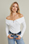 Women's Ecru Zipper Madonna Collar Blouse Ey2559 - 5