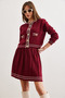 Women's Burgundy Color Detailed Top Cardigan and Pleated Skirt Knitwear Set Tkm-19000330 - 2