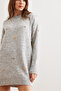 Women's Gray Color Pompom Soft Textured Tunic Dress Elb- 19001979 - 5