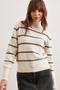 Turtleneck Cream Striped Knitwear Sweater - Kzk- 19000929 - 5