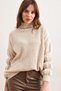 Women's Stone Sleeve Detailed Turtleneck Sweater Kzk- 19000927