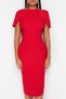 Red Sleeve Detail Woven Elegant Evening Prom Dress TPRSS24EL00119 - 4