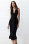 Black Draped Knitted Stylish Evening Dress TPRSS24EL00161 - 3
