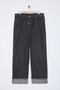 Gri Yüksek Bel Paçası Kıvırma Detaylı Wideleg/Geniş Paça Orta Esnek Büyük Beden Jeans TBBSS23CJ00002 - 7