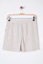 Beige Linen Look Striped Back Waist Elastic Knee Length Woven Shorts & Bermuda Twoss25Sr00022 - 10
