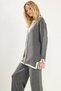 Anthracite Color Block Knitwear Cardigan Pants Top and Bottom Set Tctaw25Us00019 - 2