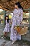 Hijab Brown Floral Halter Neck Flared Mother and Daughter Combination (Sold Single)