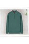 Interview Wraps Polo Neck 100% Cotton Textured Petrol Green Knitwear Sweater
