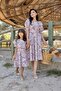 Brown Pastel Floral Square Collar Watermelon Sleeve Flared Combination (Sold Single) - 2