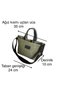 Mini Size Zippered Waxed Canvas Khaki Handbag / Crossbody Bag (with Black Leather Details) - 2