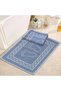 Soffy Cotton Blue & Blue 2-Piece Bath Mat 100% Cotton Foot Mat Towel Machine Washable