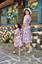 Pink Pastel Floral Square Collar Watermelon Sleeve Flared Combination (Sold Single) - 2