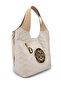 Women's Vegan Beige Cap Shoulder Bag - 2