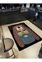 Marbling Collection Multicolored Bear Post Hat Mountaineer Face Patterned Woven Base Decorative Carpet Ebru11 - 2