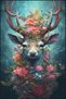 Multicolored Deer Animal Patterned Decorative Washable Carpet Miravip8481