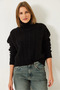Women's Black Turtleneck Patterned Knitwear Sweater 20246940 - 7