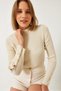 Women's Ecru Knit Sweater with Button Detail on Sleeves 20247564