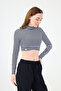 Turtleneck Striped Crop Body White Black - 2
