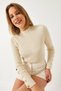 Women's Ecru Knit Sweater with Button Detail on Sleeves 20247564 - 6