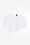 Puff-sleeved organza top