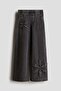 Wide denim-look trousers