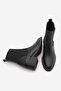 Women's Elastic Side Strap Heeled Casual Boots Tunles Black - 7