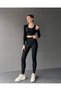 Slim Fit Tight Fit 3-Piece Set High Waist Leggings Crop Long Sleeve Zippered Sports Fitness Tracksuit Set