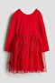 Tulle-skirt jersey dress