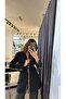 Women's Black Gold Snap Detailed Design Long Blazer Jacket 7157 - 8