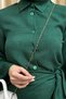 Women's Hijab Clothing in Emerald Melage Fabric - Skirt and Shirt Set with Side Tie Detail - 3