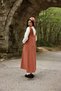 Salmon Color Stamp Long Winter V-neck Gilet Dress and Stamp Hat (set of 2) - 5