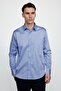 Classic Fit Long Sleeve Cotton Satin Men's Blue Shirt - 2