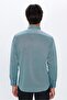 Men's Regular Fit Classic Cut Cotton Oxford Texture Single Pocket Green Button Lapel Shirt - 5