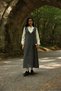 Anthracite Color Stamp Long Winter V-Neck Gilet Dress - 7