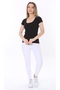 Women's Black Short Sleeve Deep Pool, Round Neck Combed Cotton T-Shirt & Blouse - 4