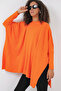 15783 Slit Poncho Sweater - Orange - 3