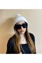 Winter Ecru Color Beanie with Pompom and Earmuffs - New Year's Gift - 2