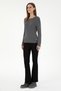Women's Gray Melange Crew Neck Sweater 50297095-Vr086 - 4