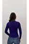 Women's Purple Drawstring Detail Stitched Collar Sandy Bluz - 5
