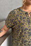 Plus Size Notch Lapel Short Sleeve Hem Asymmetrical Cutout Pattern Blouse 303867 - 6