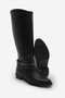 Women's Black Velosa Riding Boots - Metal Buckle, Casual Without Zipper - 8