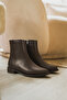 Women's Zippered Daily Boots Longa Brown