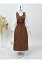 Buttoned Belted Striped Gilet - Brown - 2