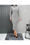 Turtleneck Midi Length Ribbed Knitwear Pencil Dress