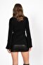 Women's Vita-S53 Bow Stone-Embellished Sleeve Slit Blouse Black - 2