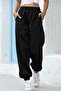 Black 3 Thread Compact Jogger Rubber Leg Sweatpants Women