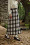 Black-White Plaid Long Winter Skirt