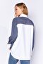Navy Blue Collar Cuff and Back Detailed Long Sleeve Oversize Striped Shirt |   Additional 1000169143 -9143 - 3